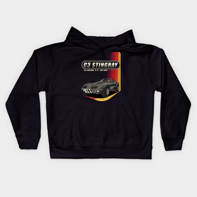 Chevy Corvette Stingray C3 Off-Road Kids Hoodie by Guyvit